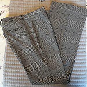 Ann Taylor Devin Fit Gray, Black and White Plaid Pants